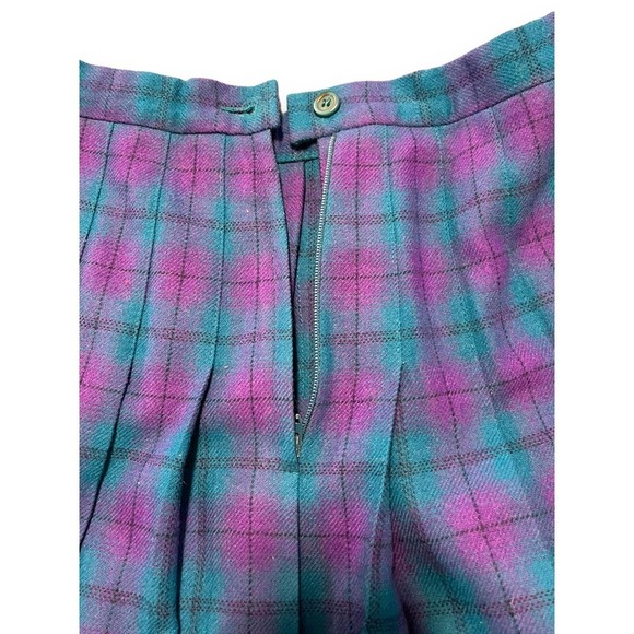 VTG Pendlenton Wool Tartan Pleaded Chic Preppy Midi Skirt Women's Purple 10 - Picture 4 of 10